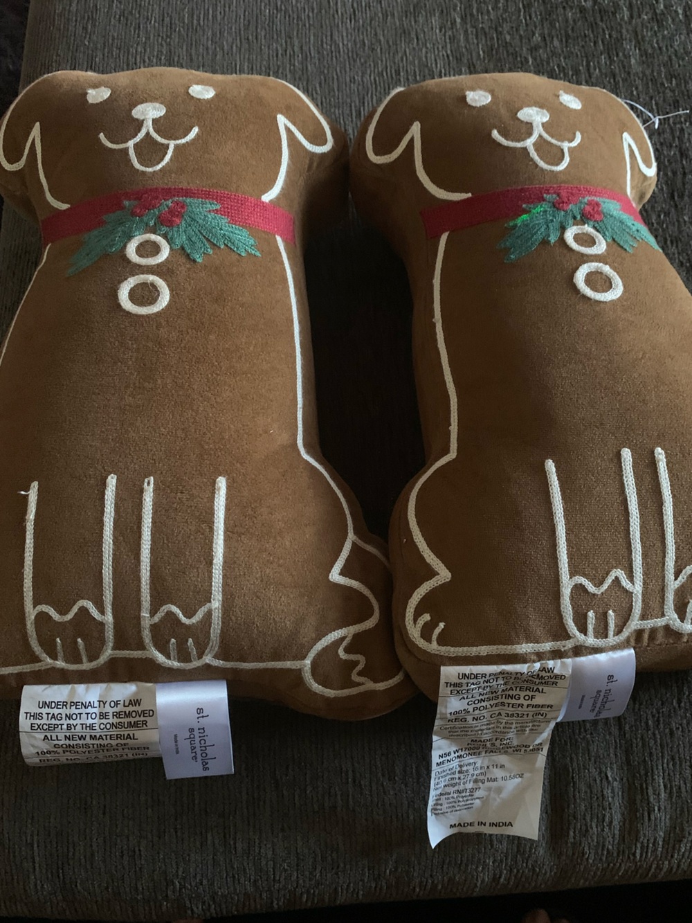 2- St. Nicholas Square Gingerbread Dog Decorative Pillow - Picture 3 of 10
